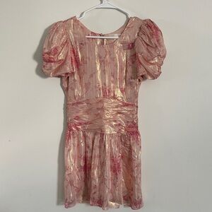 Love Shack Fancy Floral Pink and Gold women’s size 0 dress